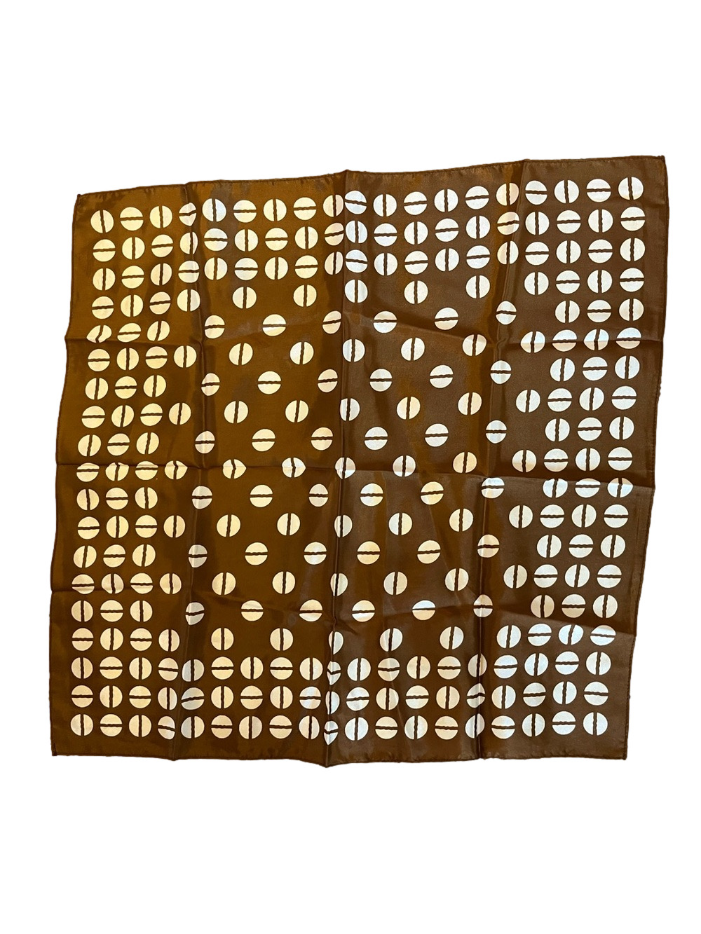 VTG Japan 100% Acetate Twill Neckerchief Scarf Coffee Bean Geometric Print